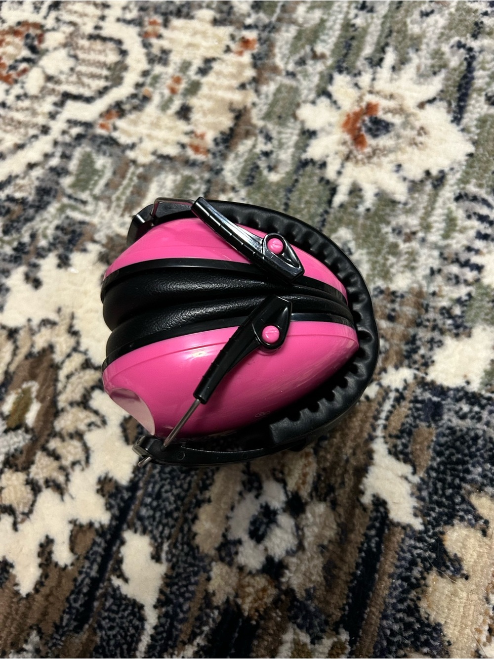 Compact Foldable Pink & Black Ear Protection Headphones
